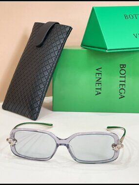 Bottega Veneta Transparent Grey Rectangular Sunnies